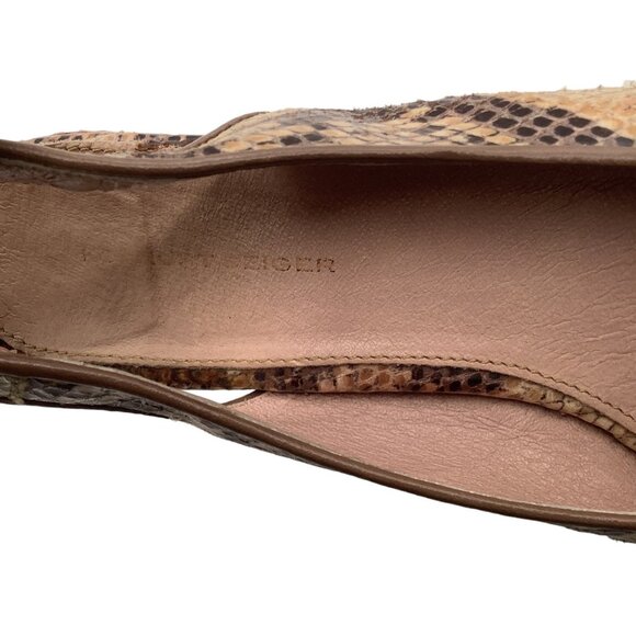 KURT GEIGER 8.5 39 Snake Print Leather Platform Sandals Ankle Strap Peep Toe - Picture 10 of 11